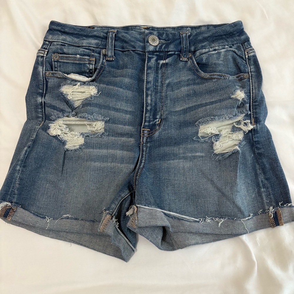 American Eagle Curvy High Rise Distressed Jean Shorts